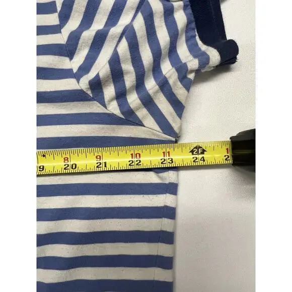 Polo Ralph Lauren Mens XL Short Sleeve Polo Shirt Blue Stripe Orange Logo Preppy - Picture 8 of 9